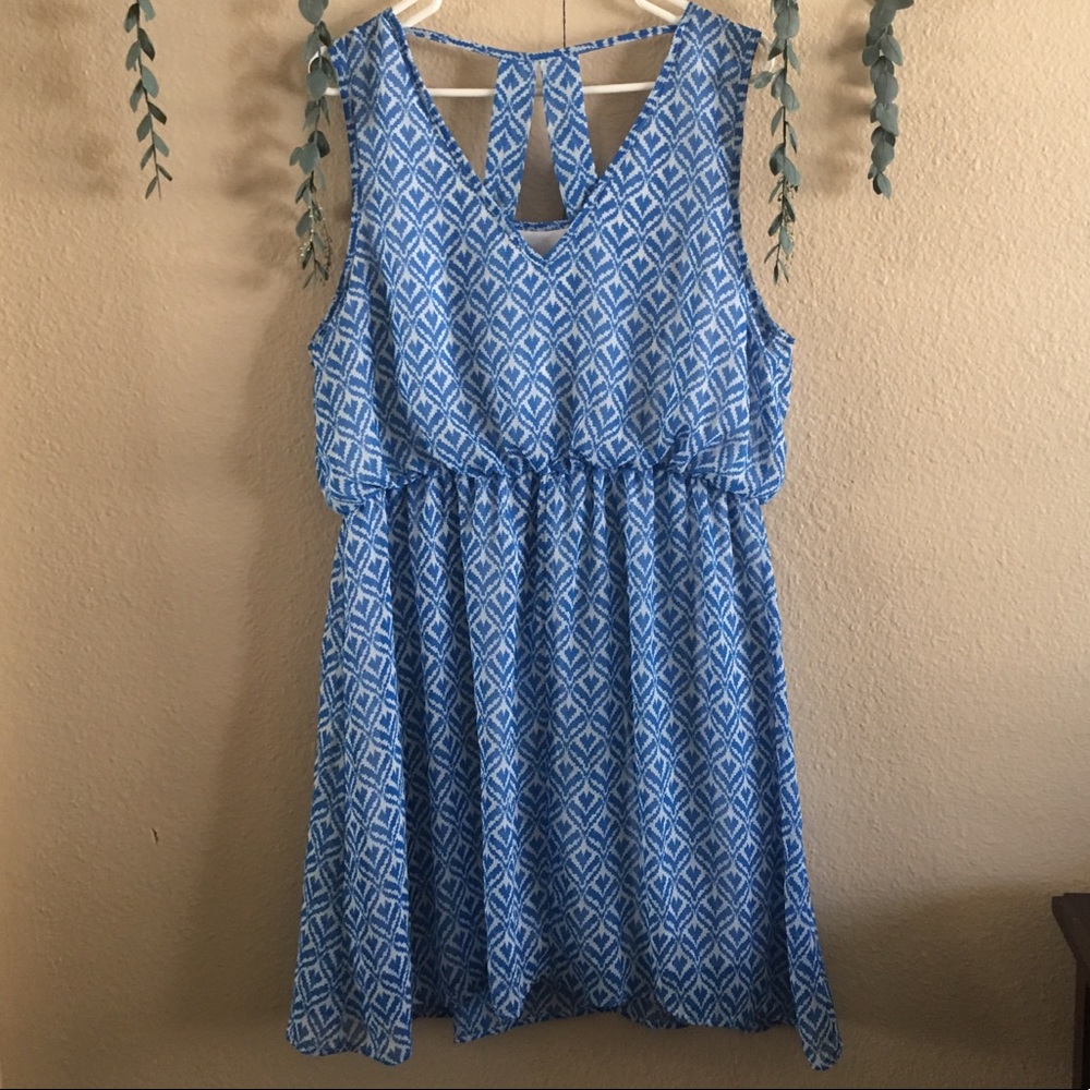 Blue + White Strappy Back Dress